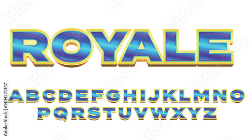 3d blue glossy metalic uppercase isolated letters