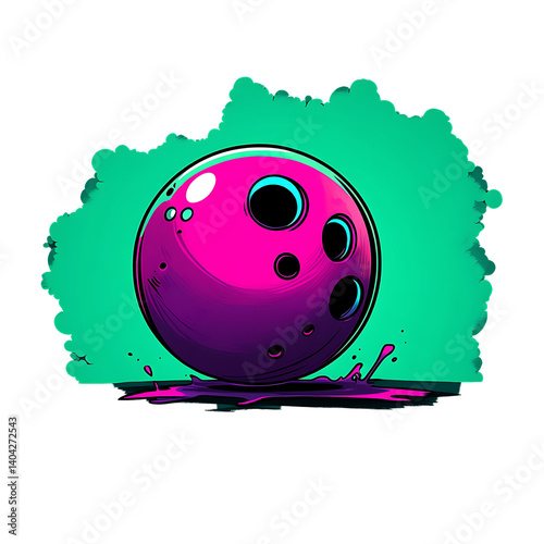 Bowling ball with neon graffiti