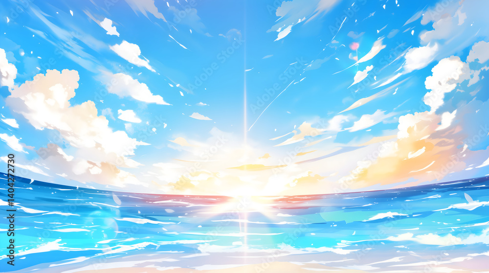 Summer Clear Sky Nimbus Cirrus Cloud Cloudscape Fish Eye Effect Japanese Anime Style Banner Poster Wallpaper Blue Summer Clear Sky Nimbus Cirrus Cloud Cloudscape Fish Eye Effect Japanese Anime Style Banner Poster Wallpaper Blue