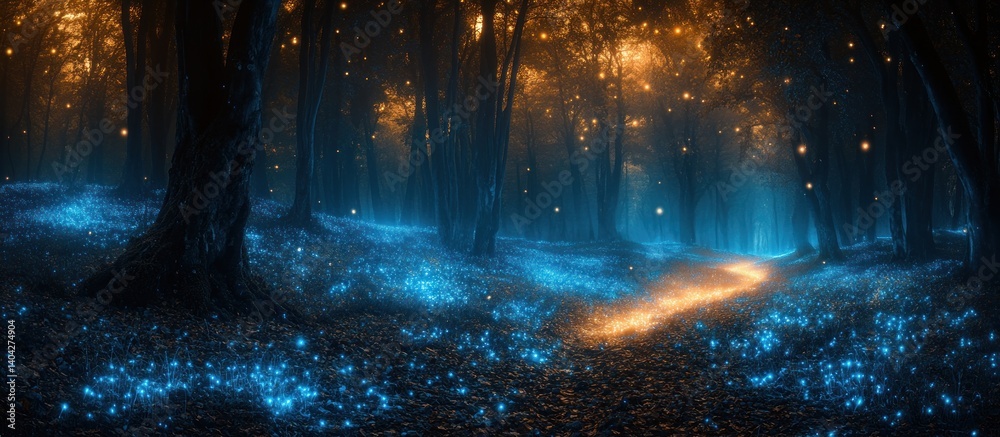 Magical Forest Path at Night Magical Forest Path at Night