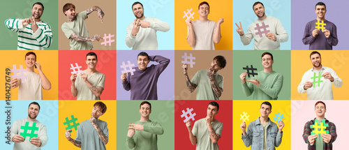 Collage of many young men w...