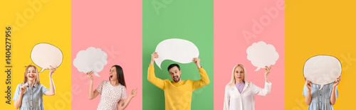 Set of people with blank sp...