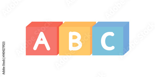 Colorful alphabet blocks child toy. Education, leisure, childhood, preschool learning concepts. Flat decorative vector design isolated illustration.