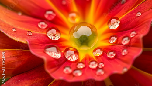 Close-Up Of Red Flower With Water Drops
