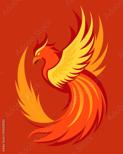 A depiction of a phoenix tail symbolizing the gradual rebuilding and resurgence of the market.. Vector illustration