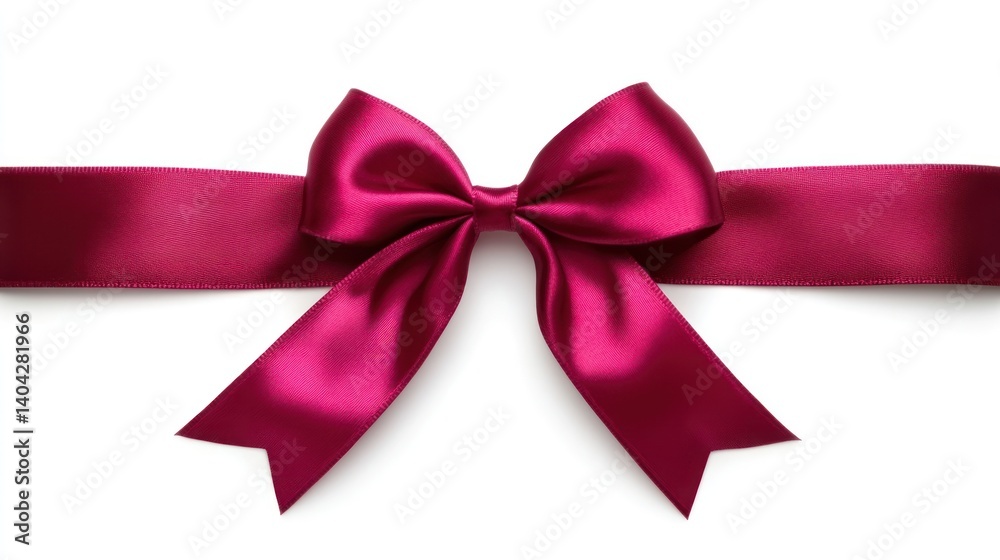 exquisite crimson ribbon bow meticulously arranged against a pure white backdrop showcasing subtle satin sheen ideal for gift wrapping or decorative accents isolated on clean setting exquisite crimson ribbon bow meticulously arranged against a pure white backdrop showcasing subtle satin sheen ideal for gift wrapping or decorative accents isolated on clean setting