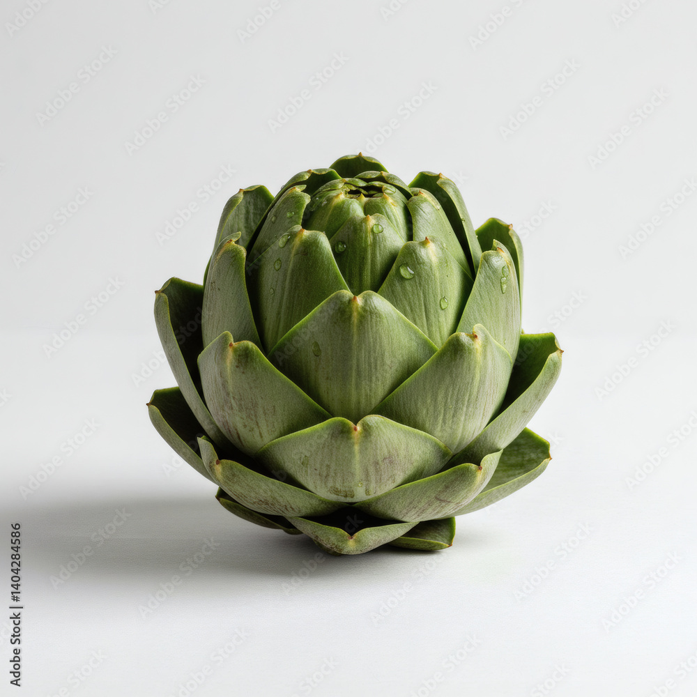 Fototapeta premium Fresh Artichoke Vegetable, Close-Up Studio Shot on White Background