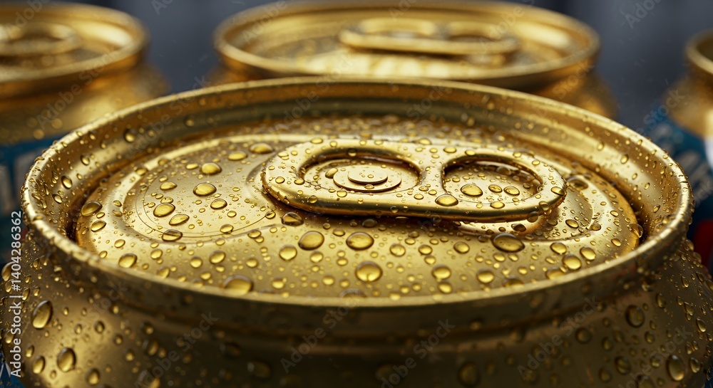 Close-up of Gold Aluminum Can with Condensation Close-up of Gold Aluminum Can with Condensation