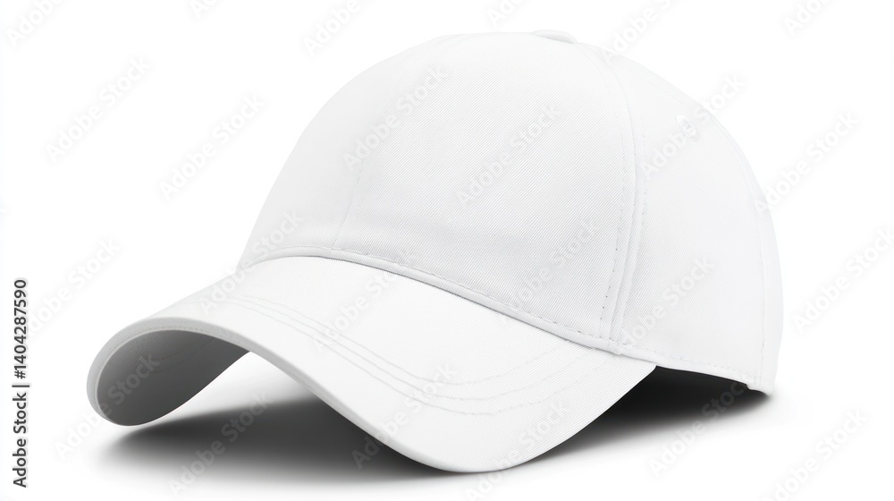 a minimalist white baseball cap casting a soft shadow on a pristine white backdrop showcasing its smooth texture and classic silhouette ideal for branding a minimalist white baseball cap casting a soft shadow on a pristine white backdrop showcasing its smooth texture and classic silhouette ideal for branding