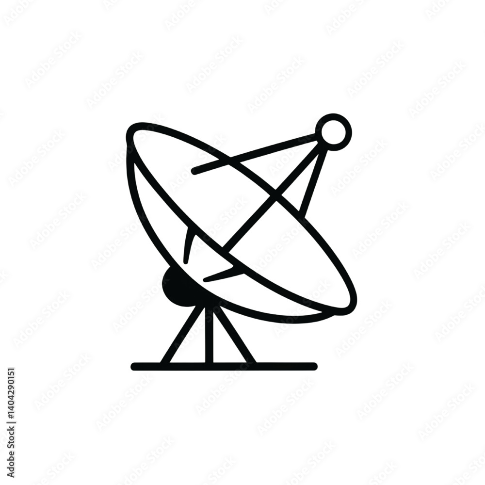 Minimalist Satellite Dish Icon for Communication and Technology Concepts