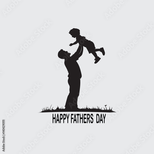 Father and Son Silhouette Celebrating Father's Day with exciting mood