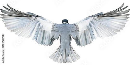Photo of a Bird with Spread Wings Against a Black Isolated Background