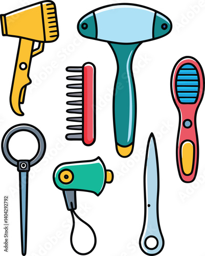 set of tools for hair salon