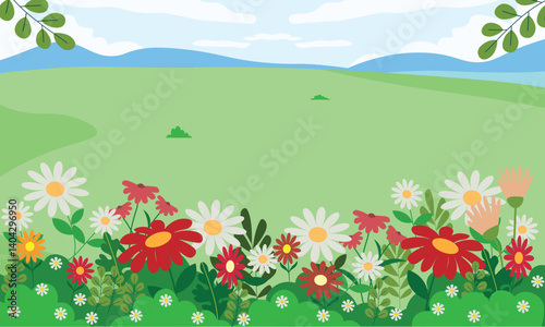 spring landscape with flowers
