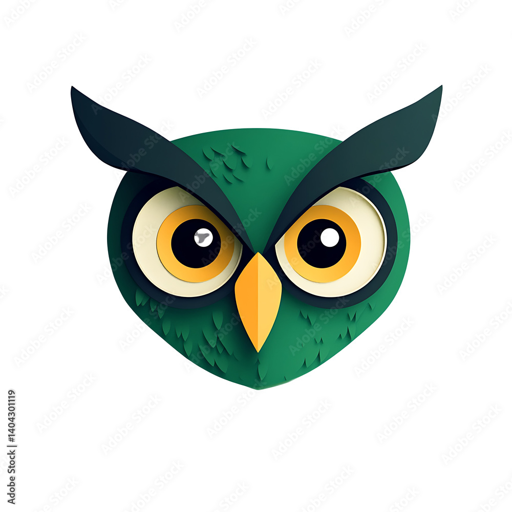 Fototapeta premium Stylized owl face with bold eyes