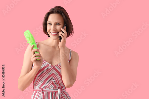 Young woman with mini green...