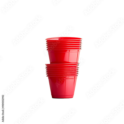 Red plastic party cups stacked