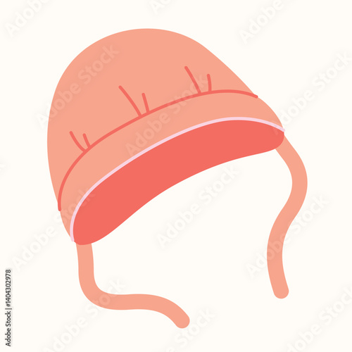 Baby cute pink bonnet in cartoon style. Vector isolated illustration. Clip art