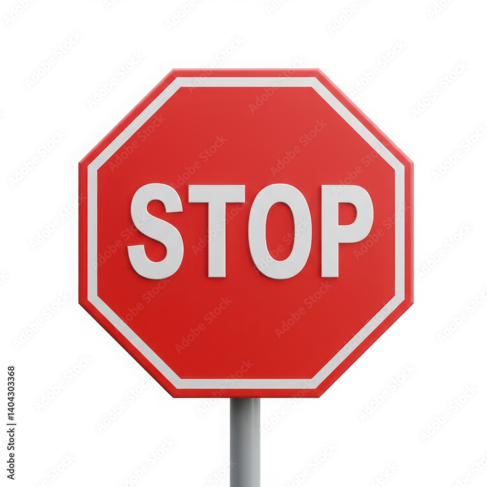 Red stop sign with pole illustration isolated on white background Red stop sign with pole illustration isolated on white background