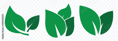 Leaf icons set ecology nature element. Green leafs icons collection. Elements design for natural, eco, bio, vegan labels. Vector illustration. 