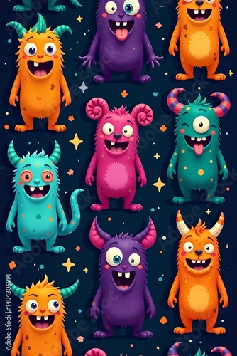 Wallpaper Mural Festive Halloween monsters design for wrapping paper, skulls, pattern Torontodigital.ca