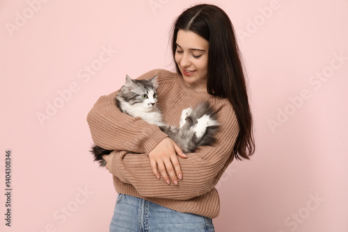 Young woman with cute longh...