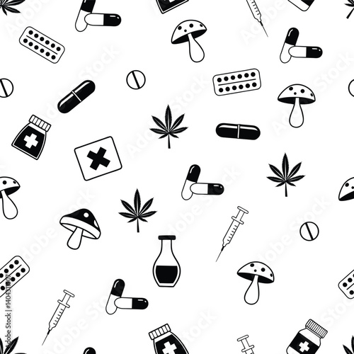 Anti-Drug Awareness Seamless Pattern – Say No to Drugs Design for International Anti-Drug Day