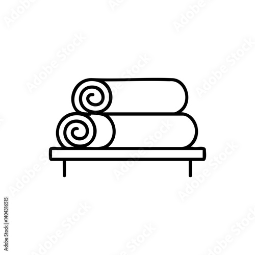 Rolled fabric on shelf line icon for textiles