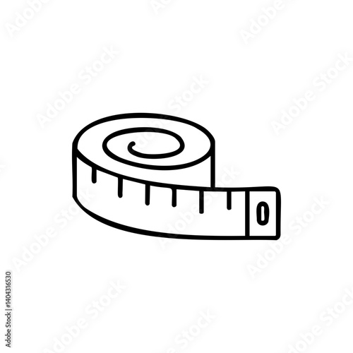Measuring tape line icon for tailoring and crafts
