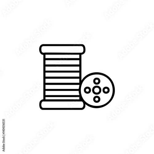 Thread spool and bobbin line icon for sewing