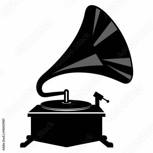 beautiful gramophone mockup silhouette vector art