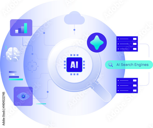 AI Powered Search Engines artificial intelligence drive digital marketing, seo automation  clipart