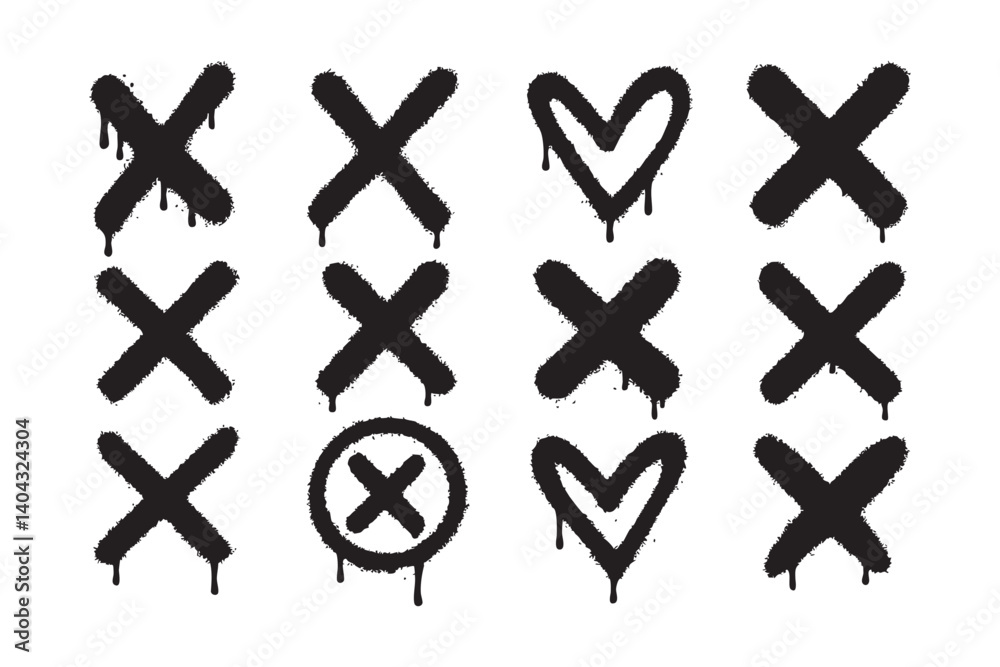 Obraz premium crossed sign graffiti spray with different shape set 