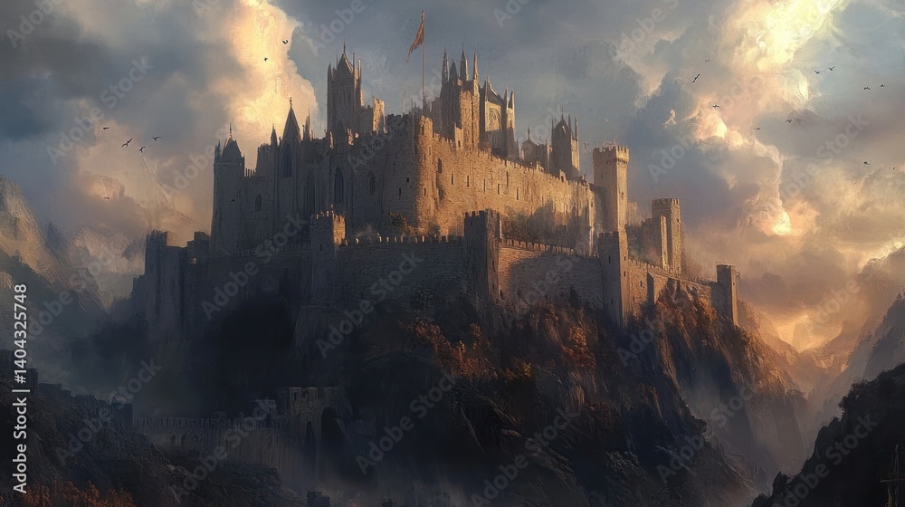 Fototapeta premium sunrise over the castle