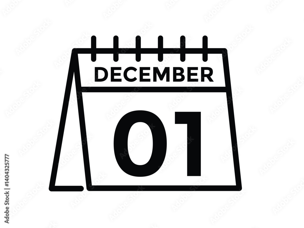 December 1 - Calendar Icon. 1 DEC daily date calender on white background
December 1 - Calendar Icon. 1 DEC daily date calender on white background