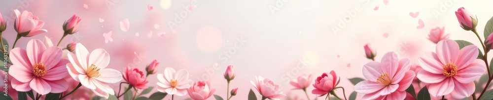 Delicate flower border with soft pastel tones, ethereal and romantic backdrop for messages or announcements, organic, design Delicate flower border with soft pastel tones, ethereal and romantic backdrop for messages or announcements, organic, design