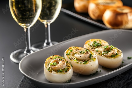 Escargot: culinary delight, gourmet treat, delicacy dish, edible mollusk, classic cuisine, flavorful meal, French specialty, seasoned snail, refined taste, exquisite preparation.