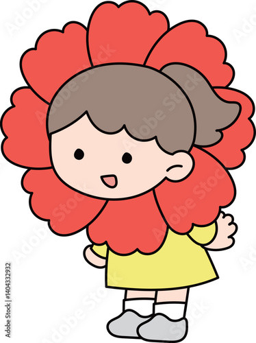카네이션 장식을 단 아이 일러스트