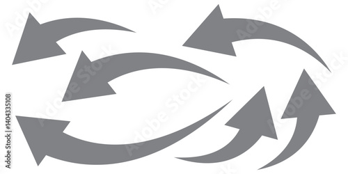 Black arrows set. Curved arrows. Arrow sign. Curved arrow pointing right. Black and red arrow.
