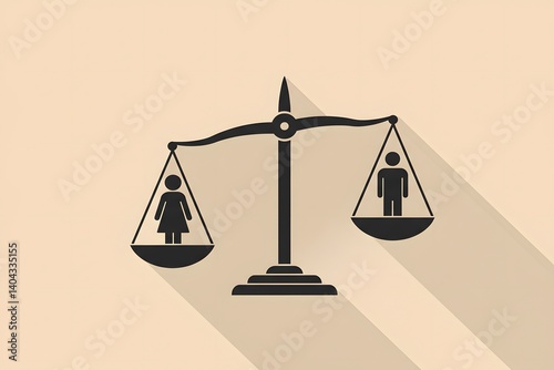 Silhouette of male and female figures balanced on scales symbolizing gender equality. a scale with a male and female silhouette on each side legal symbol, representing gender inequality