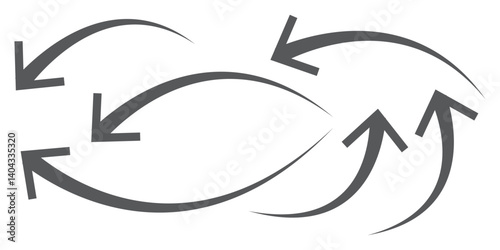 Black arrows set. Curved arrows. Arrow sign. Curved arrow pointing right. Black and red arrow.