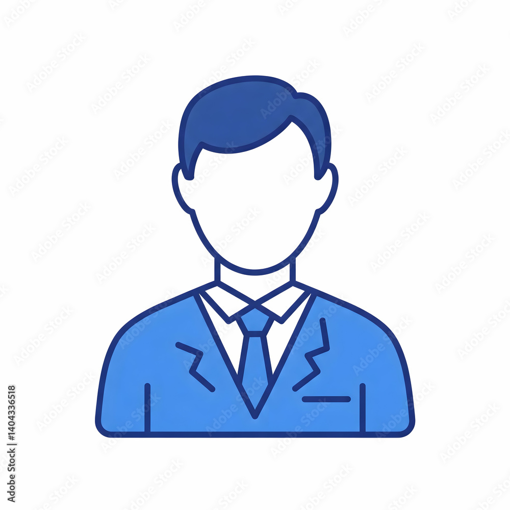 Simple line art avatar of a male character with neat short hair and formal clothing Simple line art avatar of a male character with neat short hair and formal clothing
