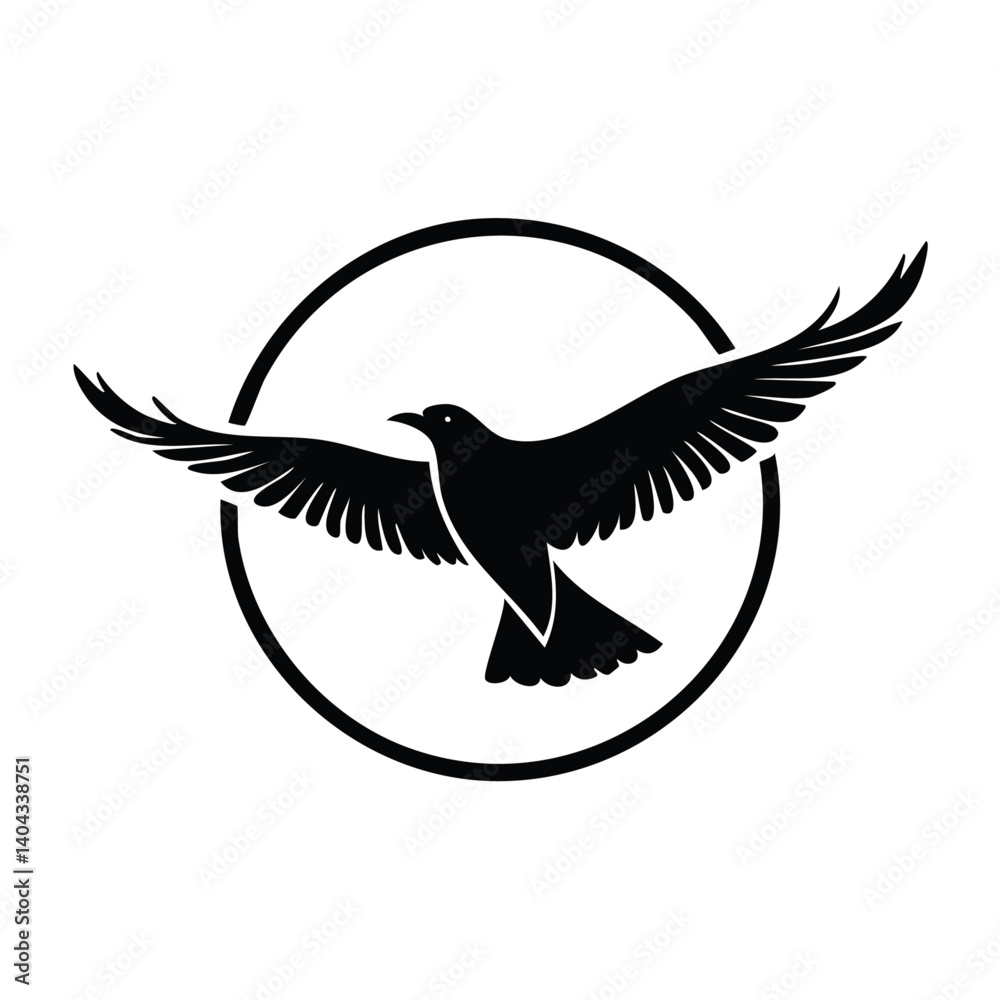 Fototapeta premium Bird Logo - Minimalist Simple Black Silhouette Logogram for Brand Identity 