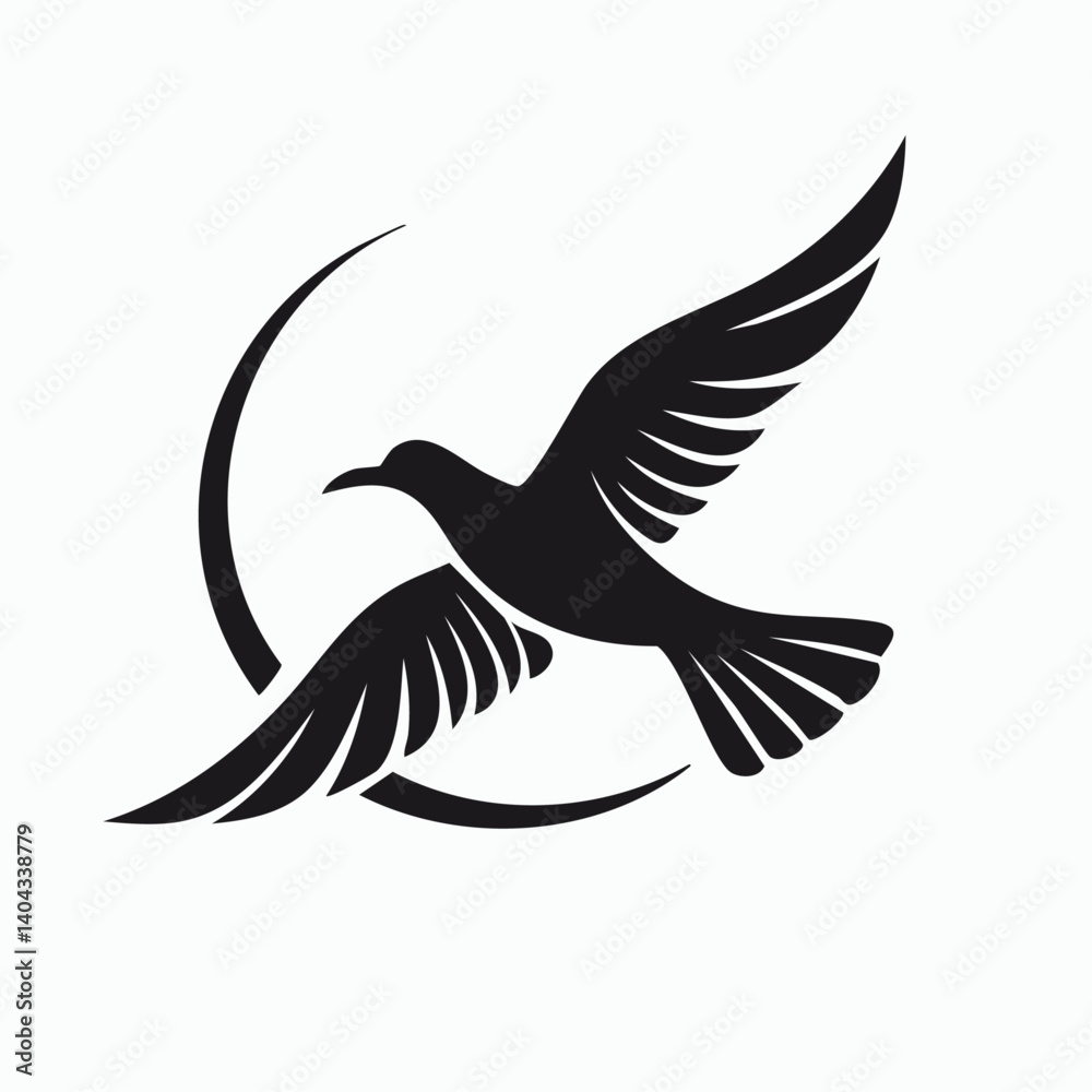 Fototapeta premium Bird Logo - Minimalist Simple Black Silhouette Logogram for Brand Identity 