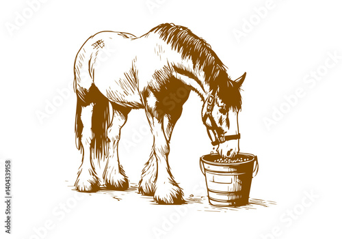 Clydesdale horse hand drawn sketch illustration vector