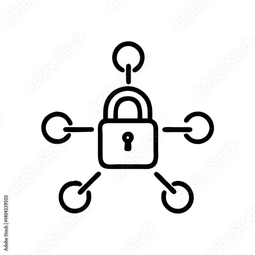 VPN connection icon - padlock entwined with chain knots, secure network symbol.