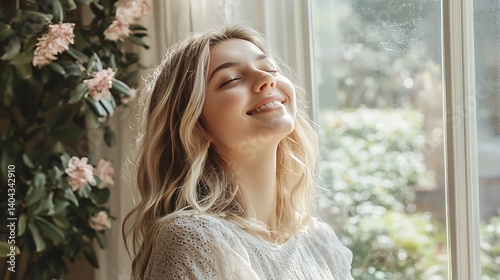 Serene Woman by Window, Basking in Sunlight Free Download Serene Woman by Window, Basking in Sunlight - GFXLoad