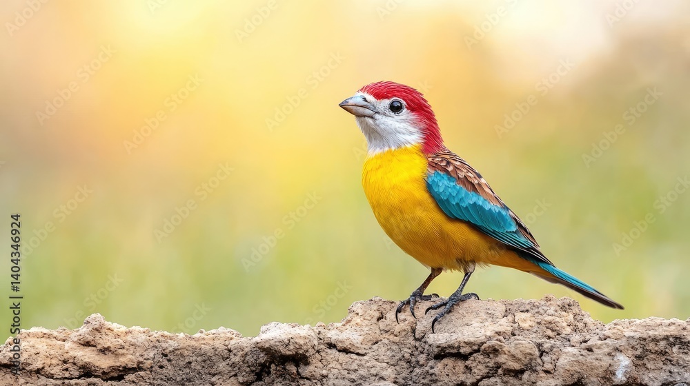 Colorful bird perched on a sunlit ground Colorful bird perched on a sunlit ground