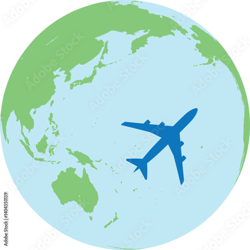 世界をつなぐ飛行機と地球のイラスト – 旅行・ビジネス・学習に最適