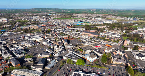 Aerial view of Residential homes and business in Coleraine Town Co Antrim and Derry Northern Ireland